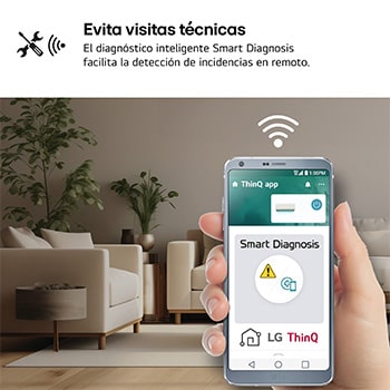 Angled top-front view of LG ai air conditioner with its top panel and grille visible