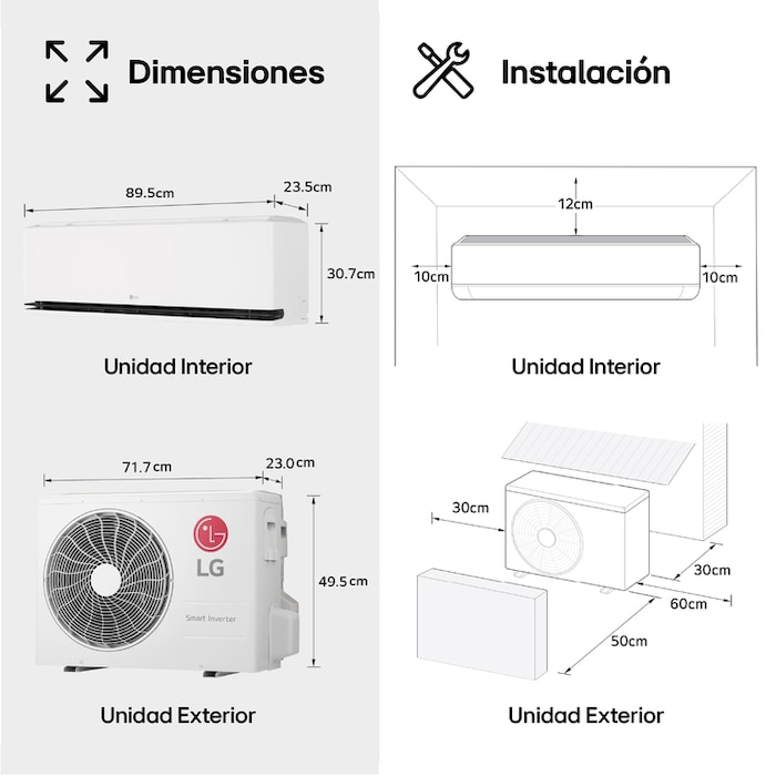 LG Aire Acondicionado 1x1 LG DUALCOOL AI Air M con bomba de calor, MAGNA09MX.SET