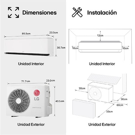 LG Aire Acondicionado 1x1 LG DUALCOOL AI Air M con bomba de calor, MAGNA12MX.SET
