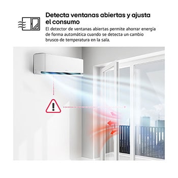 LG ai air conditioner with open vane displaying 18°C