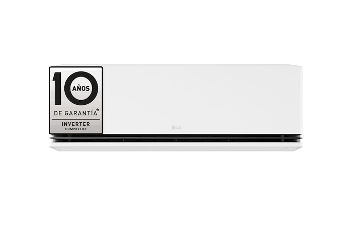 Front view of an LG air conditioner with the lower vane open