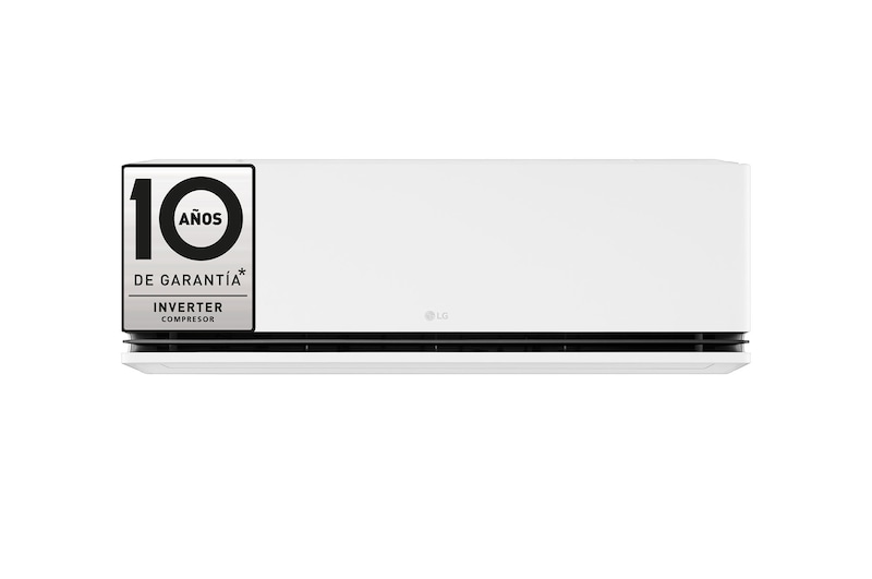 Front view of an LG air conditioner with the lower vane open