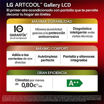 LG ARTCOOL GALLERY LCD Aire Acondicionado 1x1 con bomba de calor, GALLERY09TV2.SET