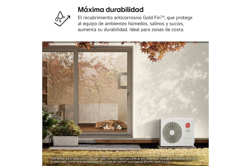 Left low-angle front view of LG ai air conditioner