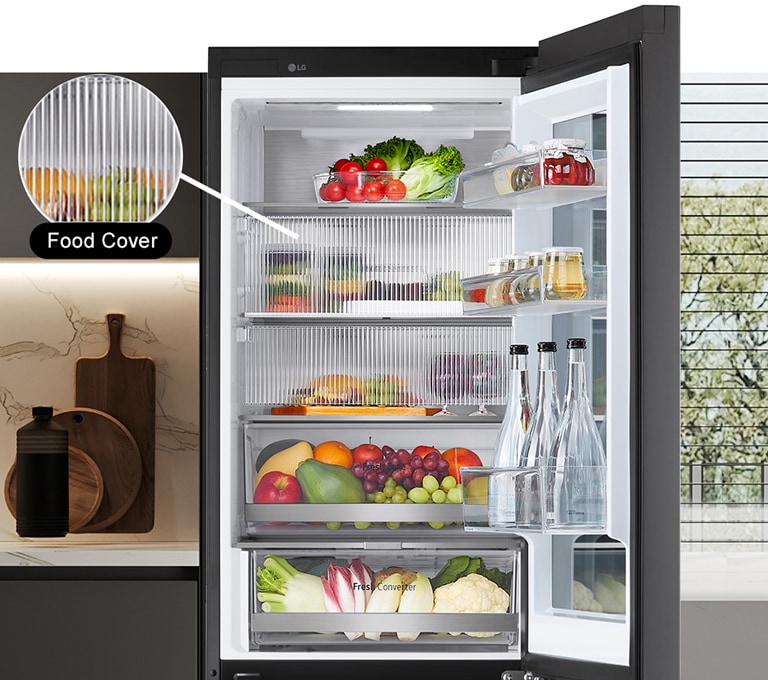 Zona de cobertura de alimentos dentro del frigorífico.