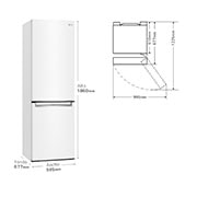 LG Frigorífico Combi DoorCooling+™ 1,86m, Clasificación D, capacidad de 374l, Blanco, serie P-600, GBP61SWPGN