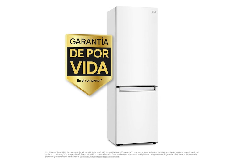 LG Frigorífico Combi LG GBP31SWLZN, 1,86m, E, capacidad de 374l, Blanco, serie 3, GBP31SWLZN