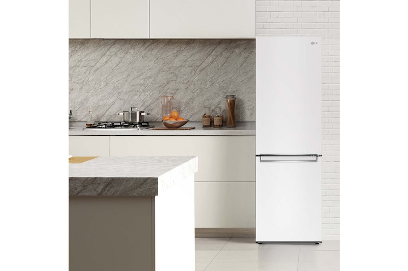 LG Frigorífico Combi LG GBP31SWLZN, 1,86m, E, capacidad de 374l, Blanco, serie 3, GBP31SWLZN