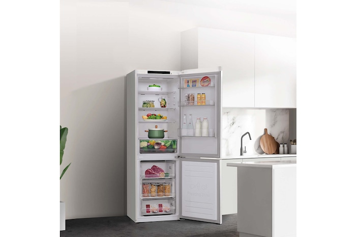 LG Frigorífico Combi LG GBP31SWLZN, 1,86m, E, capacidad de 374l, Blanco, serie 3, GBP31SWLZN