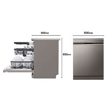 LG Lavavajillas Inox antihuellas con tecnología QuadWash™  , C, con tercera bandeja, DF355FP