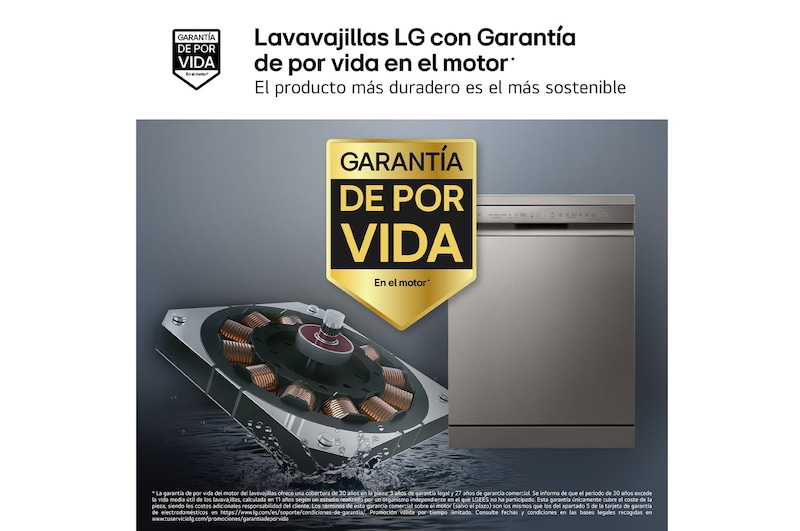 LG Lavavajillas Inox antihuellas con tecnología QuadWash™  , C, con tercera bandeja, DF355FP