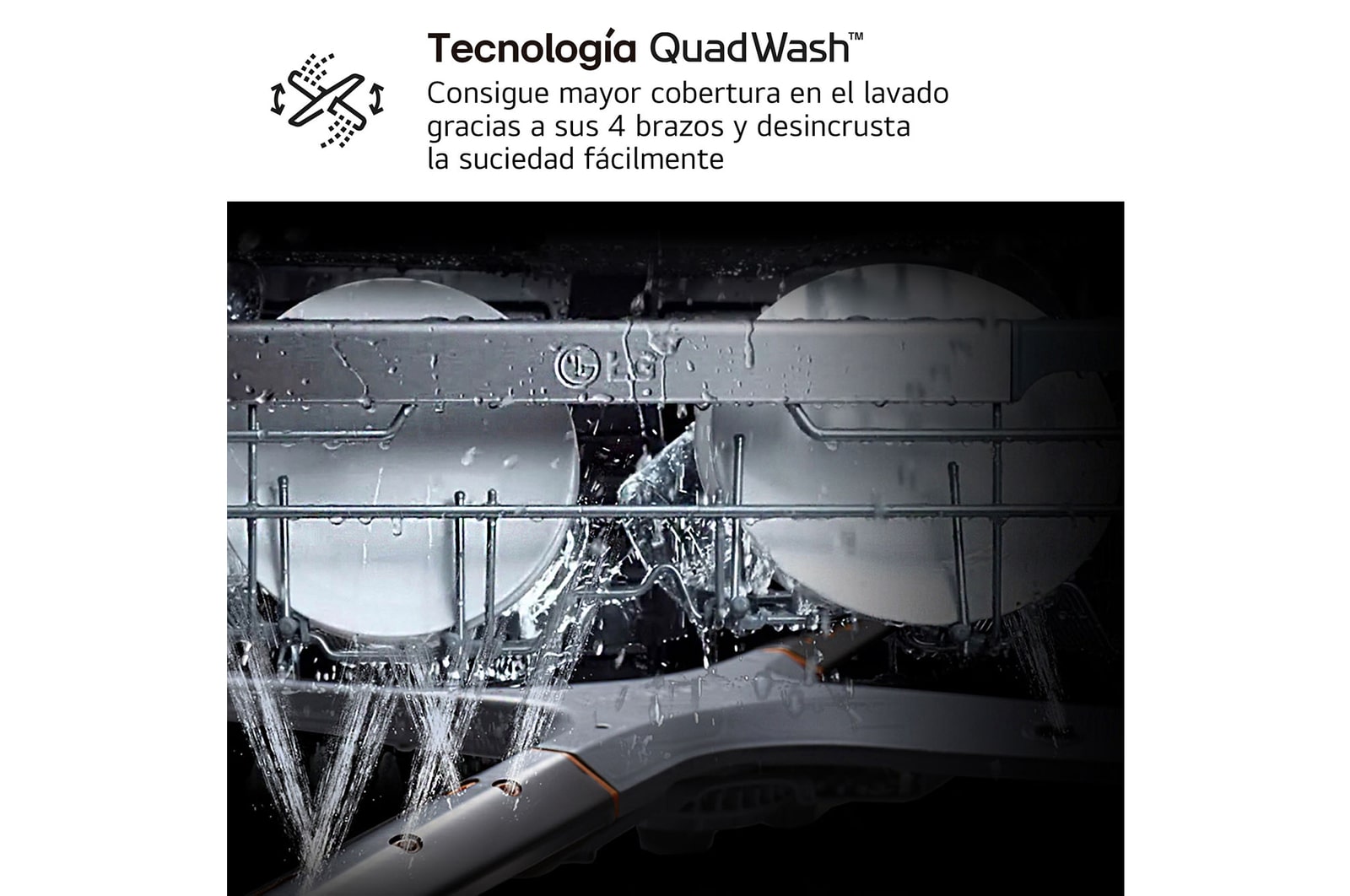 LG Lavavajillas Inox antihuellas con tecnología QuadWash™  , C, con tercera bandeja, DF355FP