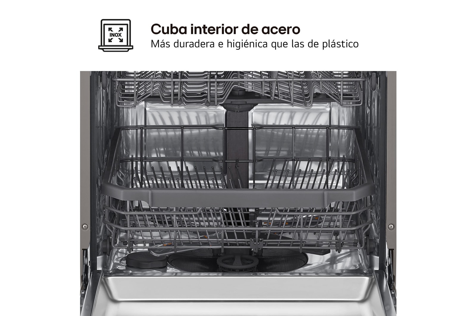 LG Lavavajillas Inox antihuellas con tecnología QuadWash™  , C, con tercera bandeja, DF355FP