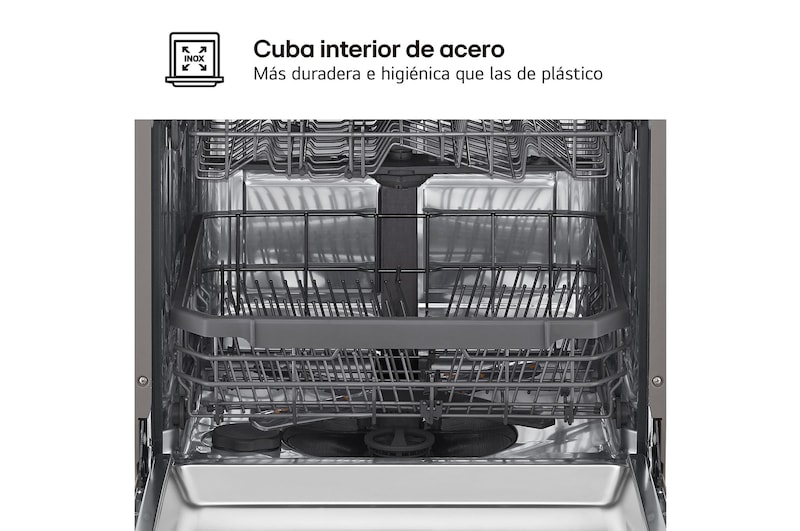 LG Lavavajillas Inox antihuellas con tecnología QuadWash™  , C, con tercera bandeja, DF355FP