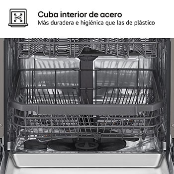 LG Lavavajillas Inox antihuellas con tecnología QuadWash™  , C, con tercera bandeja, DF355FP