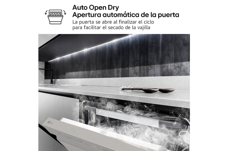 LG Lavavajillas Inox antihuellas con tecnología QuadWash™  , C, con tercera bandeja, DF355FP