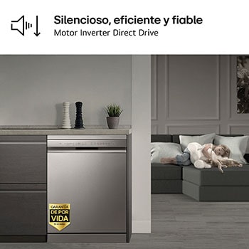 LG Lavavajillas Inox antihuellas con tecnología QuadWash™  , C, con tercera bandeja, DF355FP