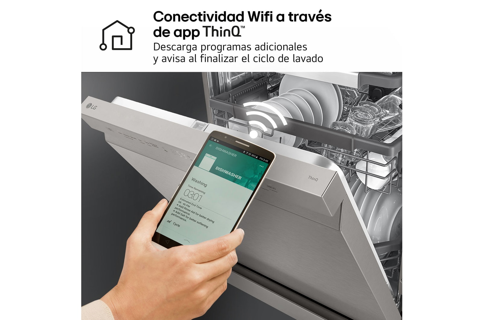 LG Lavavajillas Inox antihuellas con tecnología QuadWash™  , C, con tercera bandeja, DF355FP