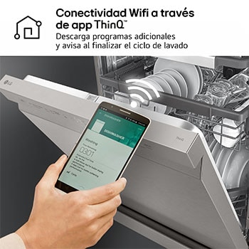 LG Lavavajillas Inox antihuellas con tecnología QuadWash™  , C, con tercera bandeja, DF355FP