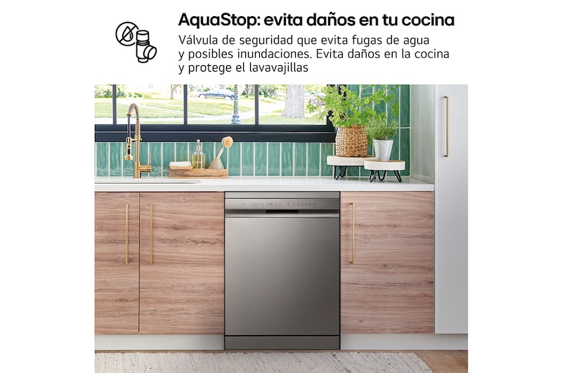LG Lavavajillas Inox antihuellas con tecnología QuadWash™  , C, con tercera bandeja, DF355FP