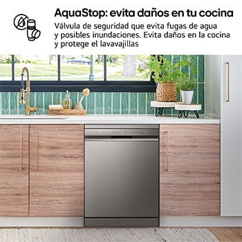 LG Lavavajillas Inox antihuellas con tecnología QuadWash™  , C, con tercera bandeja, DF355FP