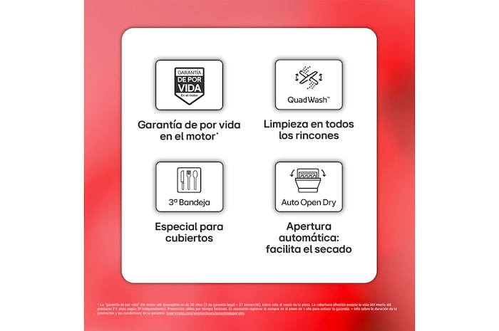 LG Lavavajillas blanco LG QuadWash<sup>TM</sup>, Direct Drive , C, con tercera bandeja, DF355FW