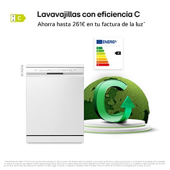 LG Lavavajillas blanco LG QuadWash<sup>TM</sup>, Direct Drive , C, con tercera bandeja, DF355FW