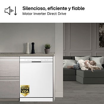 LG Lavavajillas blanco LG QuadWash<sup>TM</sup>, Direct Drive , C, con tercera bandeja, DF355FW