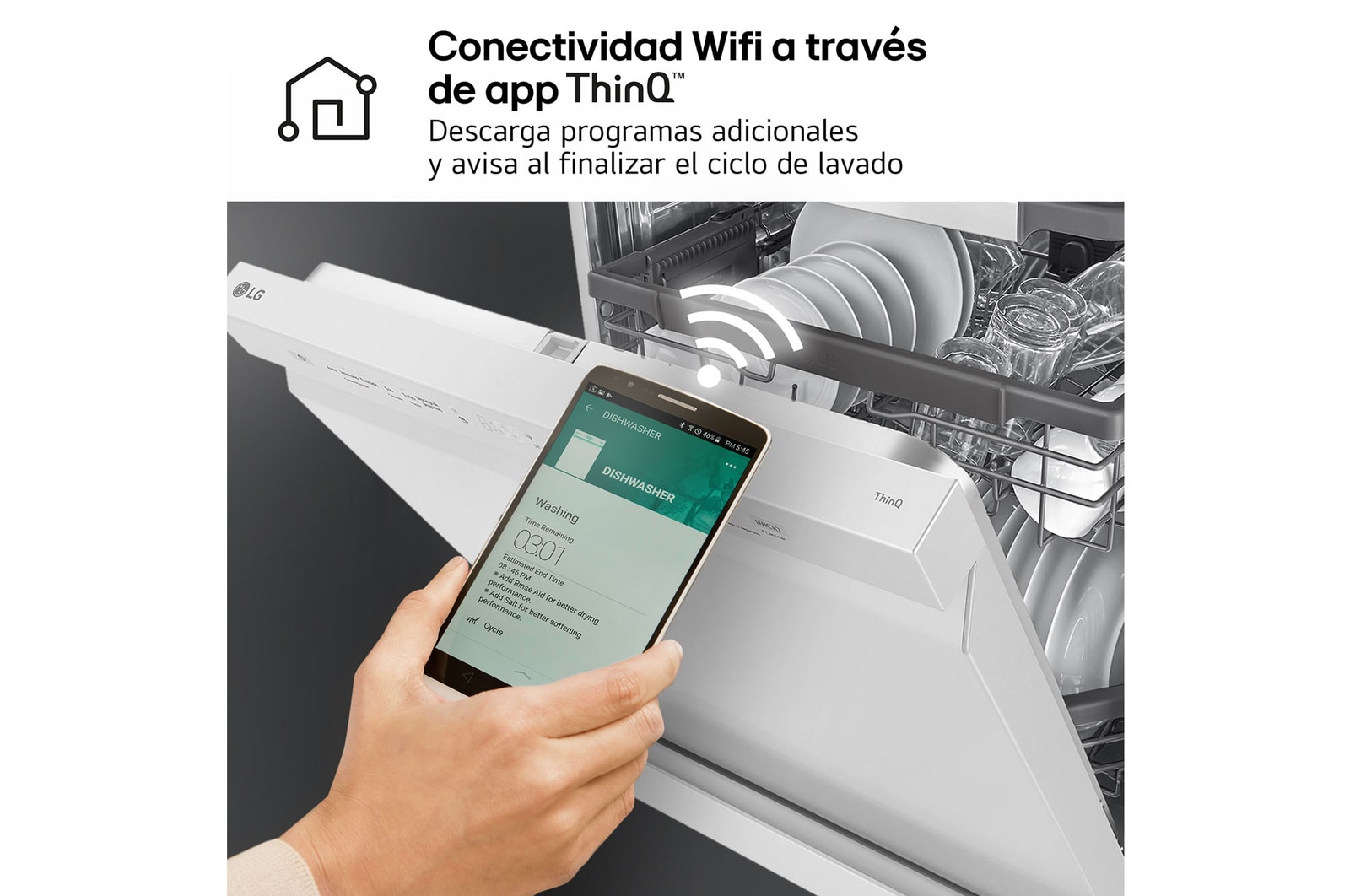 LG Lavavajillas blanco LG QuadWash<sup>TM</sup>, Direct Drive , C, con tercera bandeja, DF355FW
