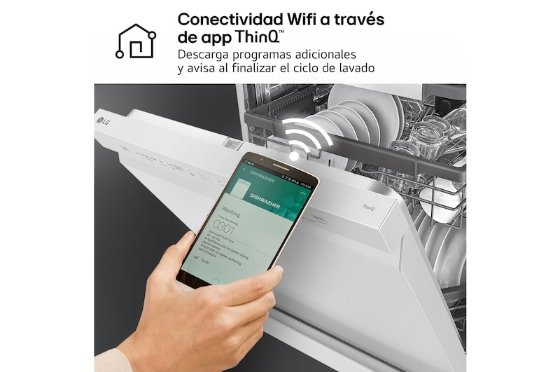 LG Lavavajillas blanco LG QuadWash<sup>TM</sup>, Direct Drive , C, con tercera bandeja, DF355FW