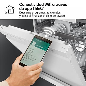 LG Lavavajillas blanco LG QuadWash<sup>TM</sup>, Direct Drive , C, con tercera bandeja, DF355FW