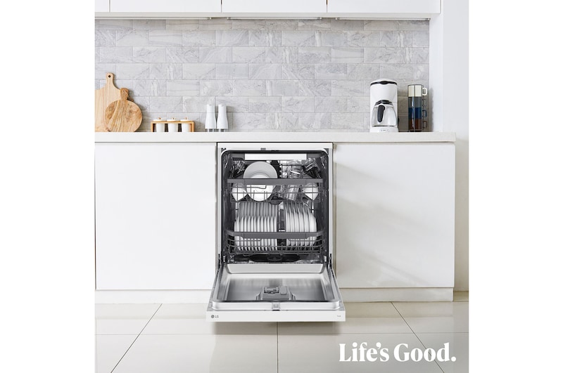 LG Lavavajillas blanco LG QuadWash<sup>TM</sup>, Direct Drive , C, con tercera bandeja, DF355FW