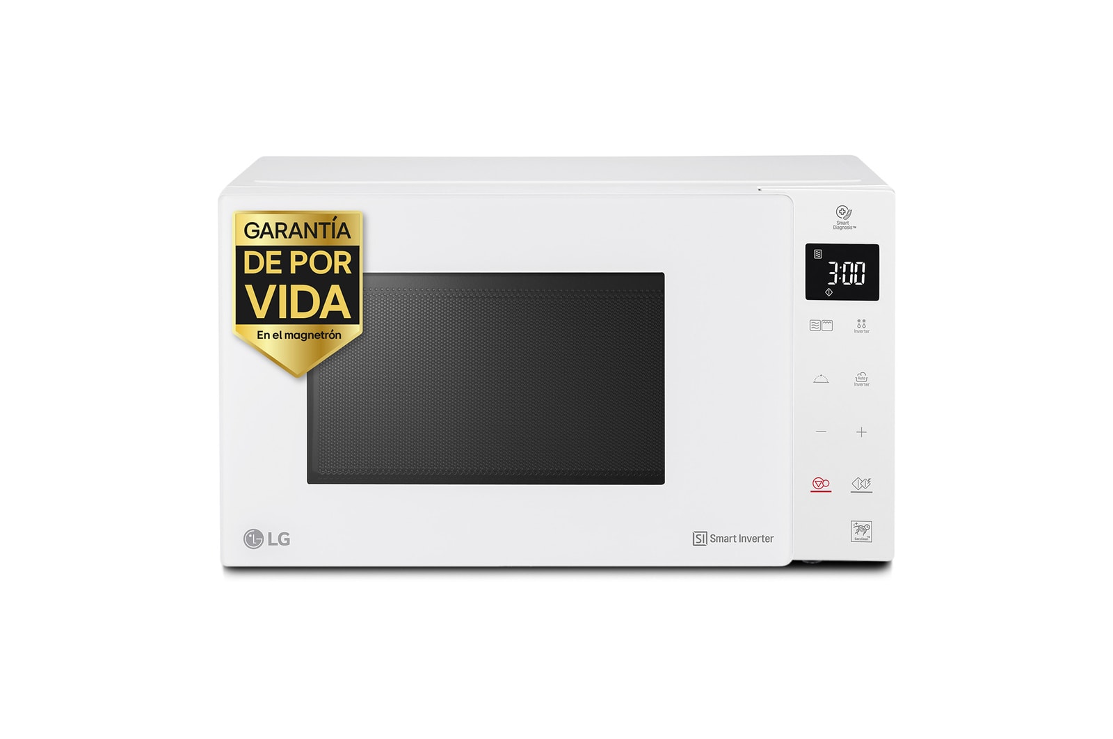 LG Microondas Grill Blanco Smart Inverter 1000W de 25 litros, MH6535GDH