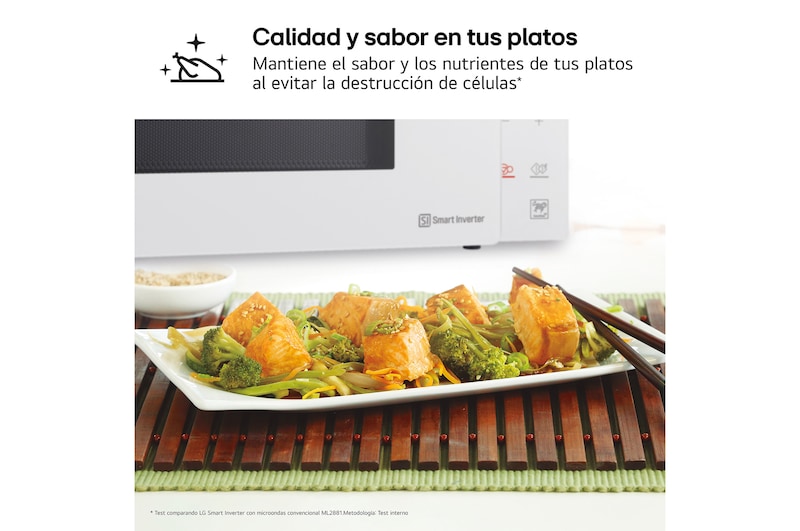 LG Microondas Grill Blanco Smart Inverter 1000W de 25 litros, MH6535GDH