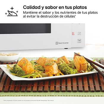 LG Microondas Grill Blanco Smart Inverter 1000W de 25 litros, MH6535GDH