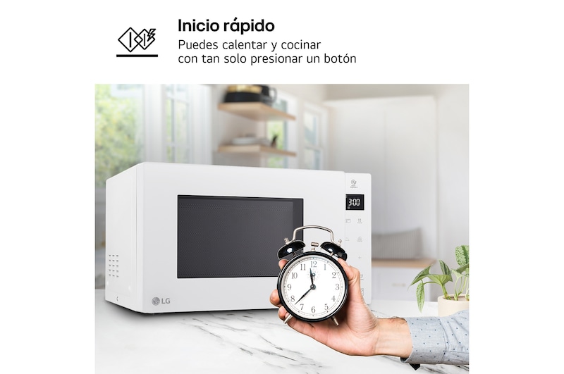 LG Microondas Grill Blanco Smart Inverter 1000W de 25 litros, MH6535GDH