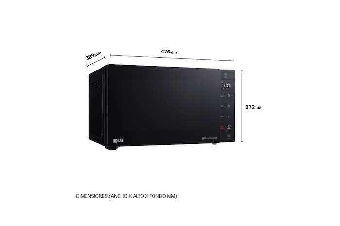 LG Microondas Grill Negro Smart Inverter 1000W de 25 litros, MH6535GDS