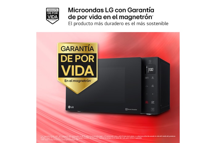 LG Microondas Grill Negro Smart Inverter 1000W de 25 litros, MH6535GDS