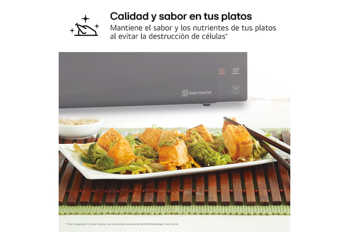 LG Microondas Grill Negro Smart Inverter 1000W de 25 litros, MH6535GDS