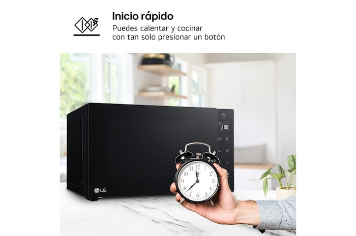 LG Microondas Grill Negro Smart Inverter 1000W de 25 litros, MH6535GDS