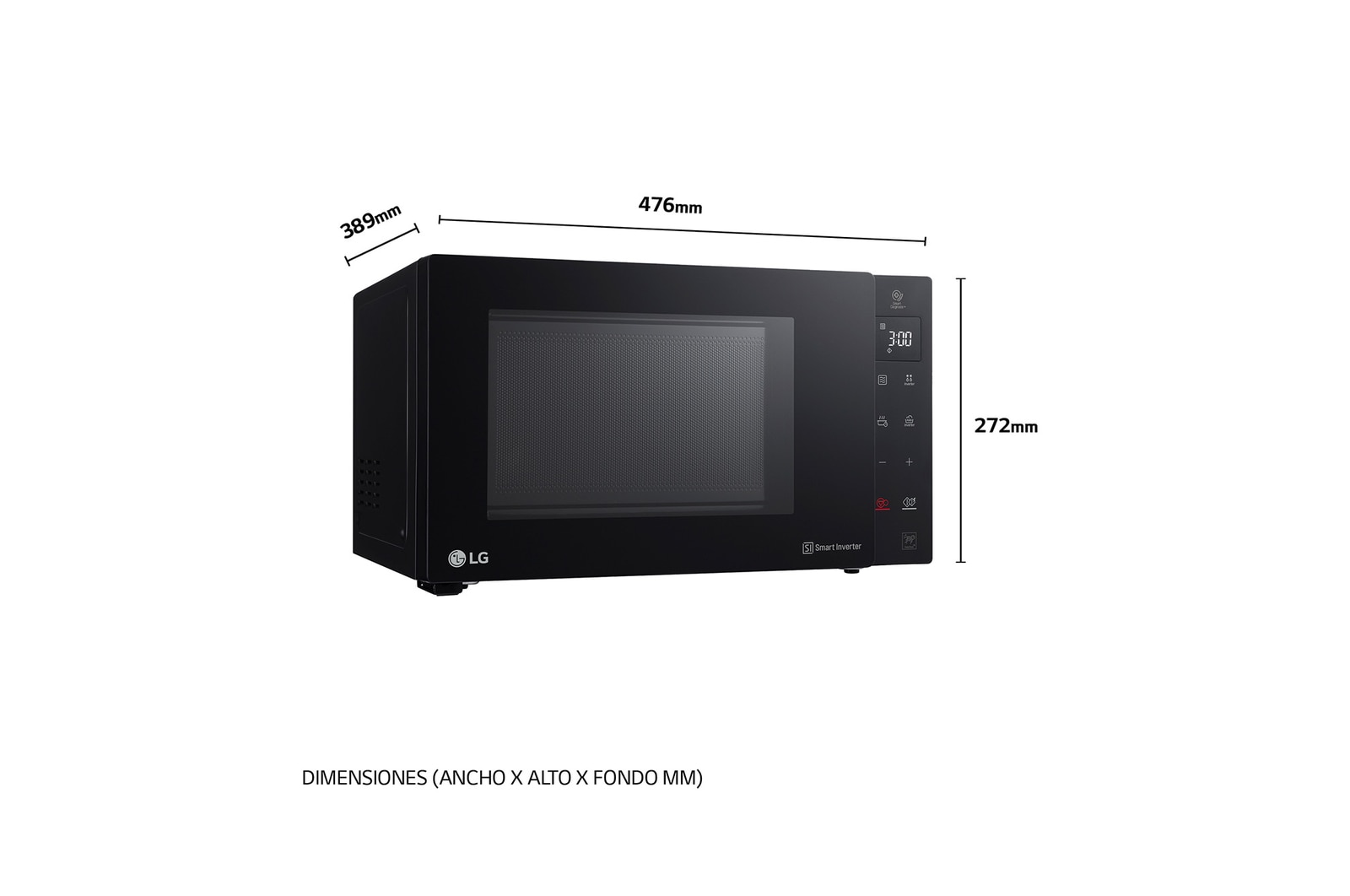 LG Microondas Grill Negro Inverter 1000W de 25 litros, MH6535GIB