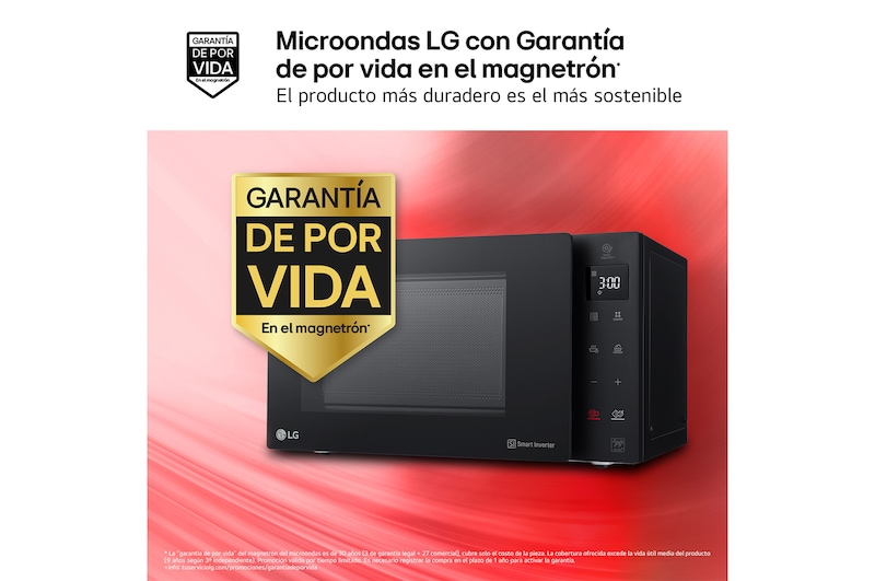 LG Microondas Grill Negro Inverter 1000W de 25 litros, MH6535GIB