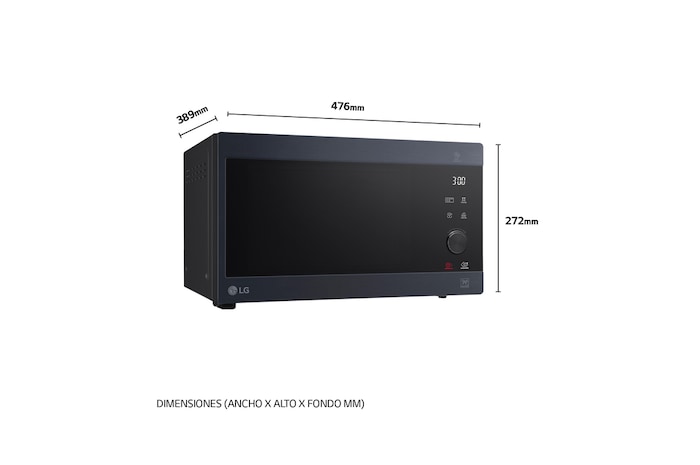 LG Microondas Grill Smart Inverter 1000W de 25 litros, Acero negro, MH6565CPW