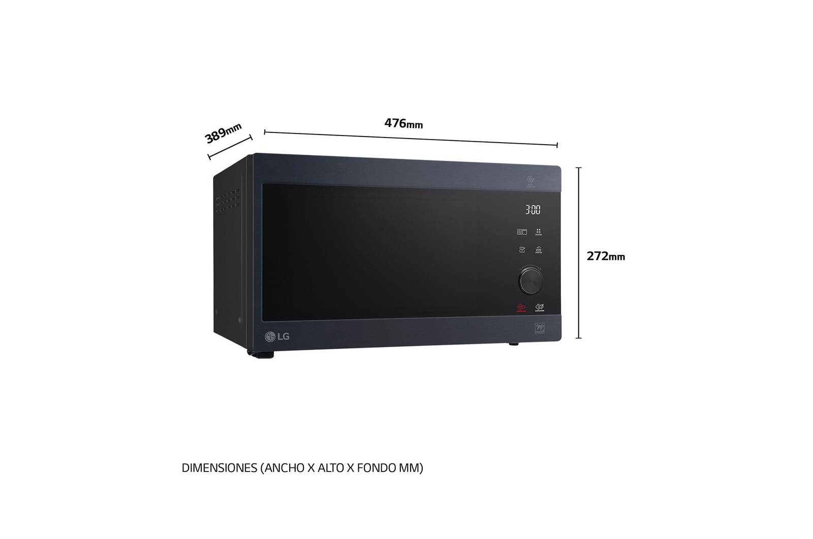 LG Microondas Grill Smart Inverter 1000W de 25 litros, Acero negro, MH6565CPW