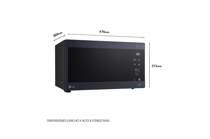 LG Microondas Grill Smart Inverter 1000W de 25 litros, Acero negro, MH6565CPW