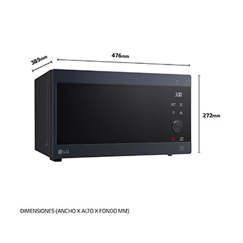 LG Microondas Grill Smart Inverter 1000W de 25 litros, Acero negro, MH6565CPW