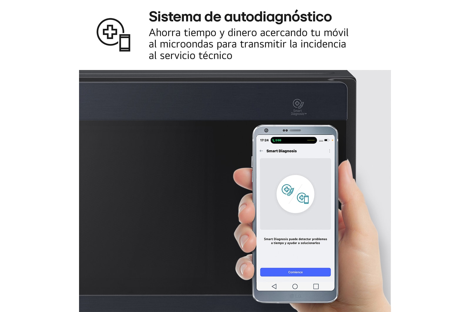 LG Microondas Grill Smart Inverter 1000W de 25 litros, Acero negro, MH6565CPW