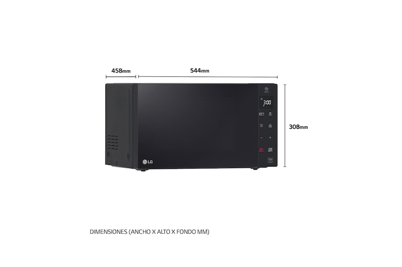 LG Microondas Grill Negro Smart Inverter 1200W de 32 litros, MH7235GPS