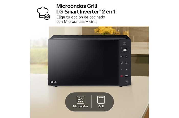 LG Microondas Grill Negro Smart Inverter 1200W de 32 litros, MH7235GPS