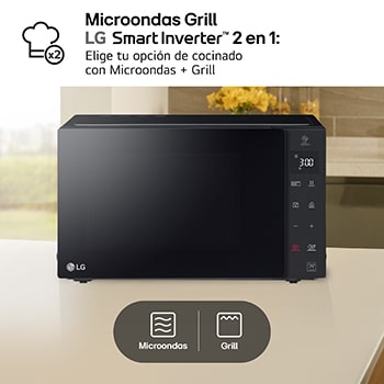 LG Microondas Grill Negro Smart Inverter 1200W de 32 litros, MH7235GPS